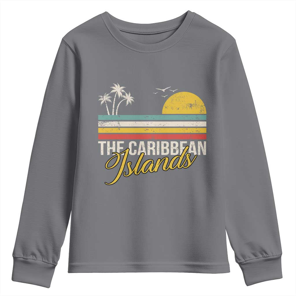 The Caribbean Islands Youth Sweatshirt Retro Vacation Beach Caribbean Sea Tour - Wonder Print Shop