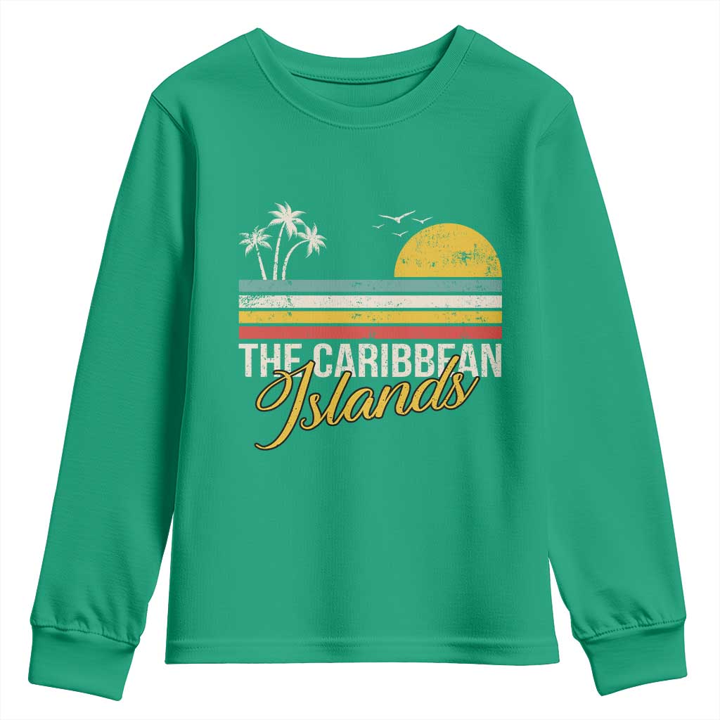 The Caribbean Islands Youth Sweatshirt Retro Vacation Beach Caribbean Sea Tour - Wonder Print Shop