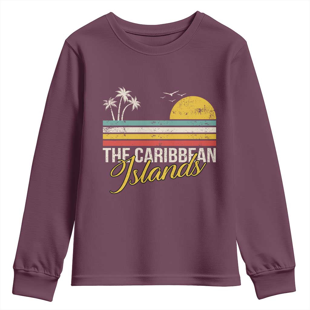 The Caribbean Islands Youth Sweatshirt Retro Vacation Beach Caribbean Sea Tour - Wonder Print Shop