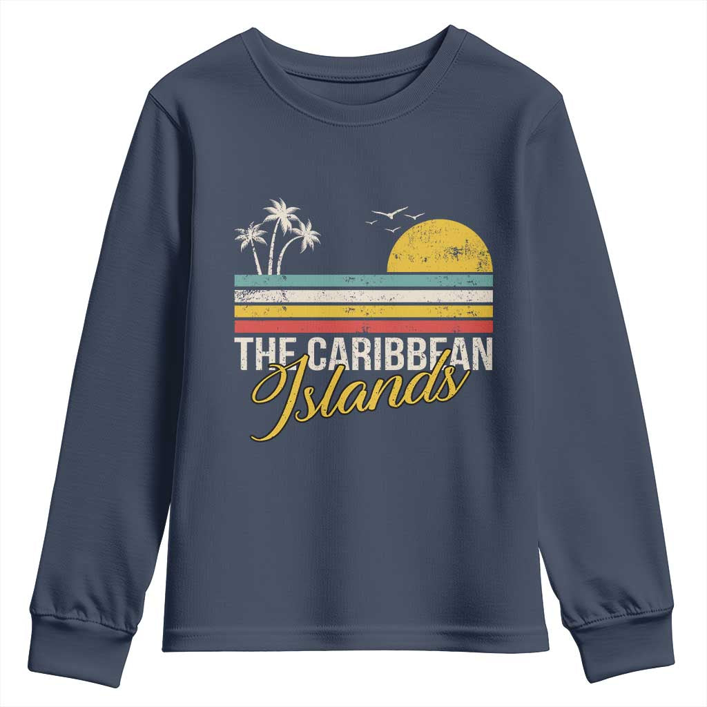 The Caribbean Islands Youth Sweatshirt Retro Vacation Beach Caribbean Sea Tour - Wonder Print Shop