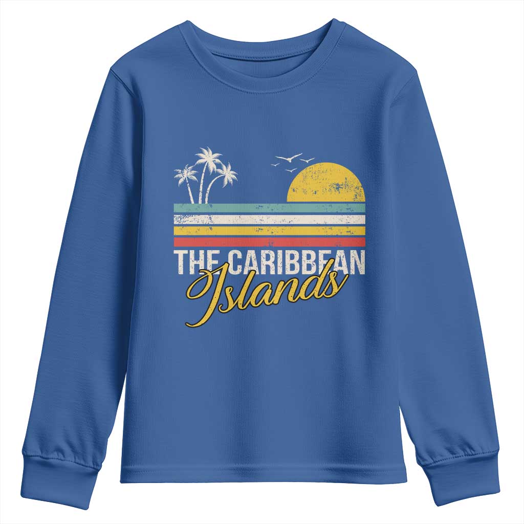 The Caribbean Islands Youth Sweatshirt Retro Vacation Beach Caribbean Sea Tour - Wonder Print Shop