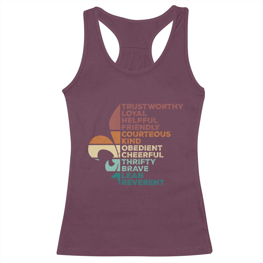 Funny Scouting Leader Law Racerback Tank Top Vintage Fleur De Lis
