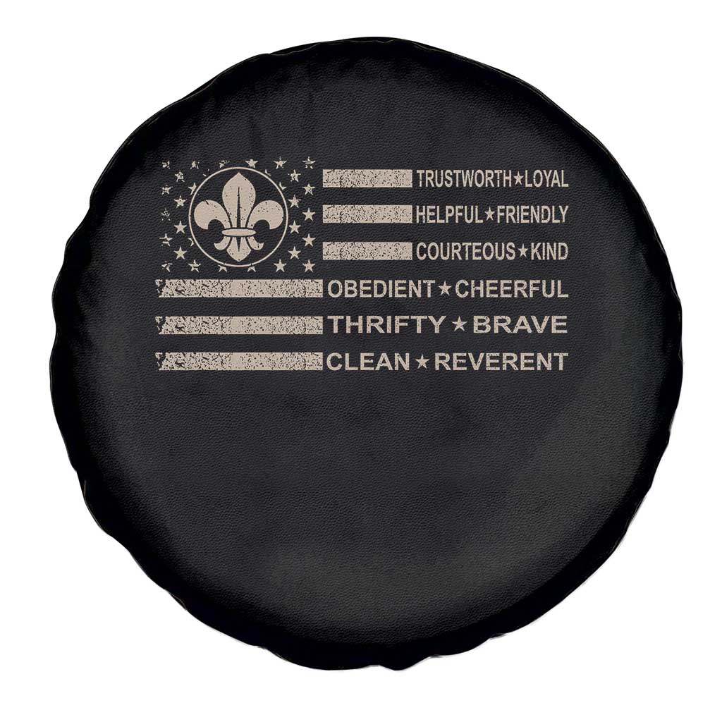Funny Scout Leader Camping USA American Flag Spare Tire Cover