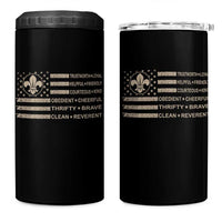 Funny Scout Leader Camping USA American Flag 4 in 1 Can Cooler Tumbler