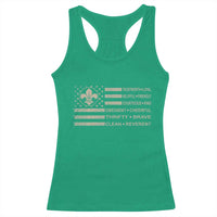 Funny Scout Leader Camping USA American Flag Racerback Tank Top