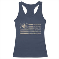 Funny Scout Leader Camping USA American Flag Racerback Tank Top