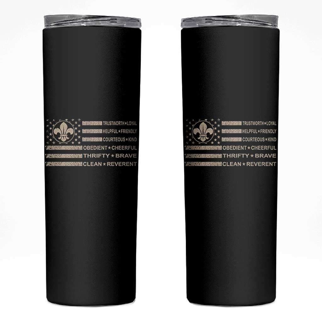 Funny Scout Leader Camping USA American Flag Skinny Tumbler