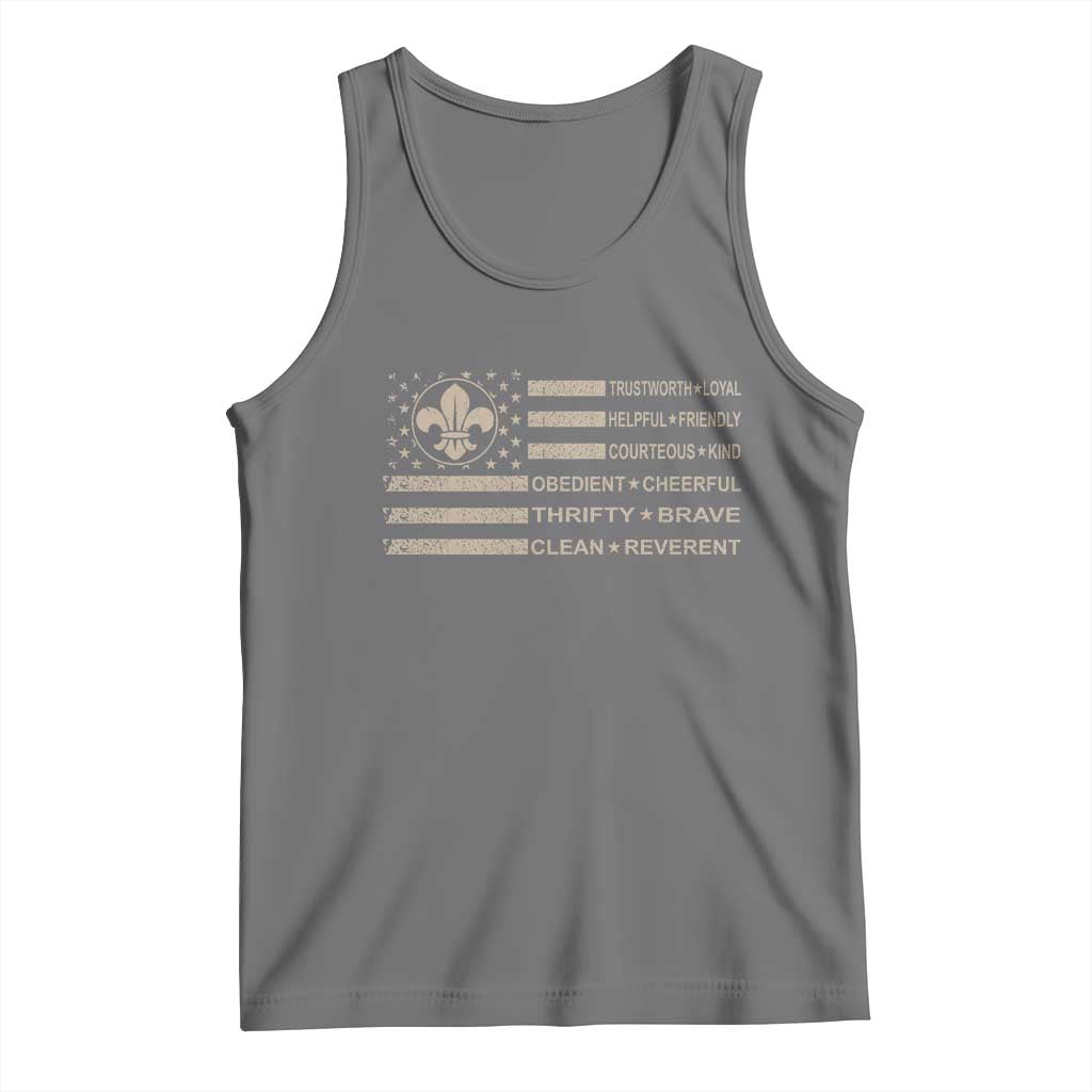 Funny Scout Leader Camping USA American Flag Tank Top