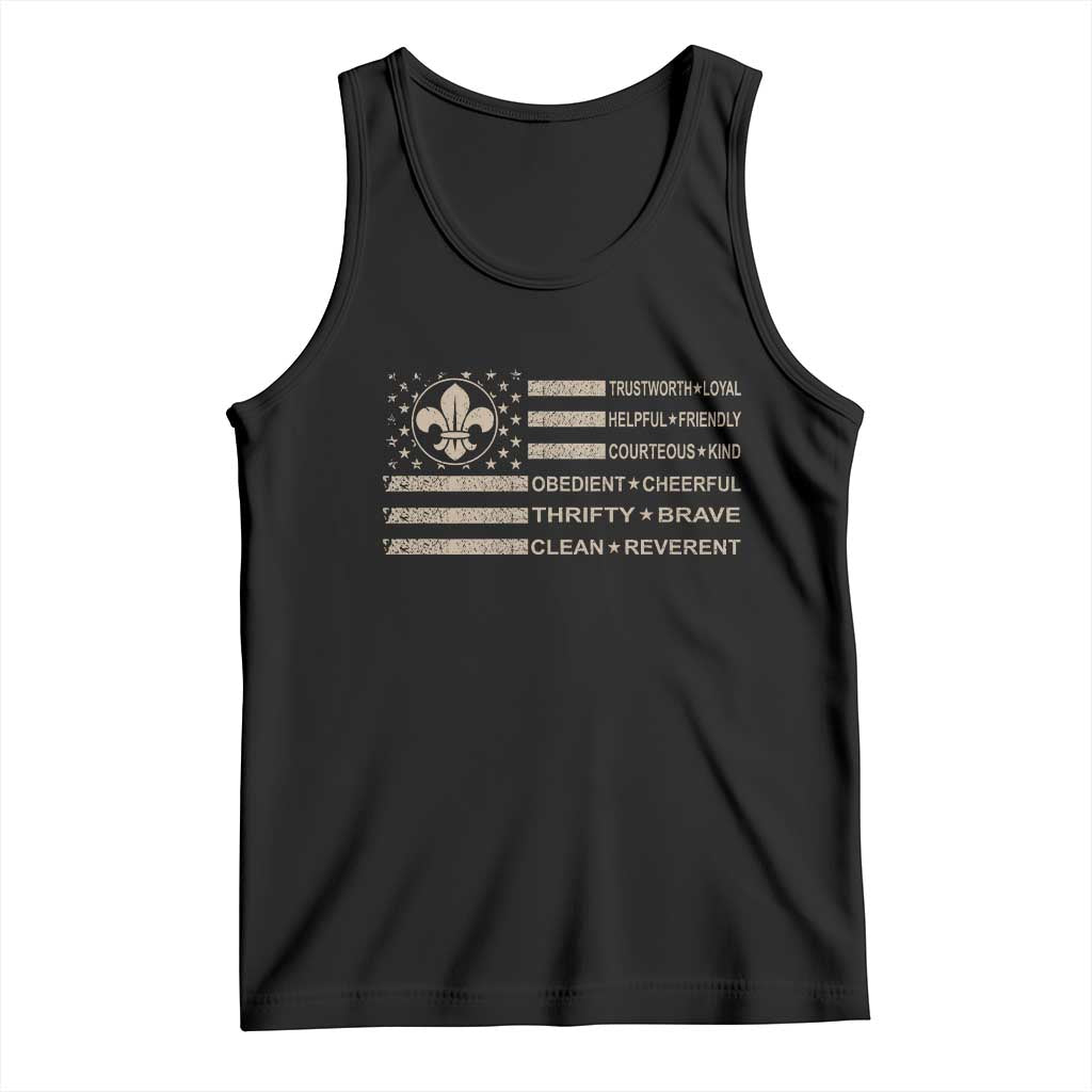 Funny Scout Leader Camping USA American Flag Tank Top