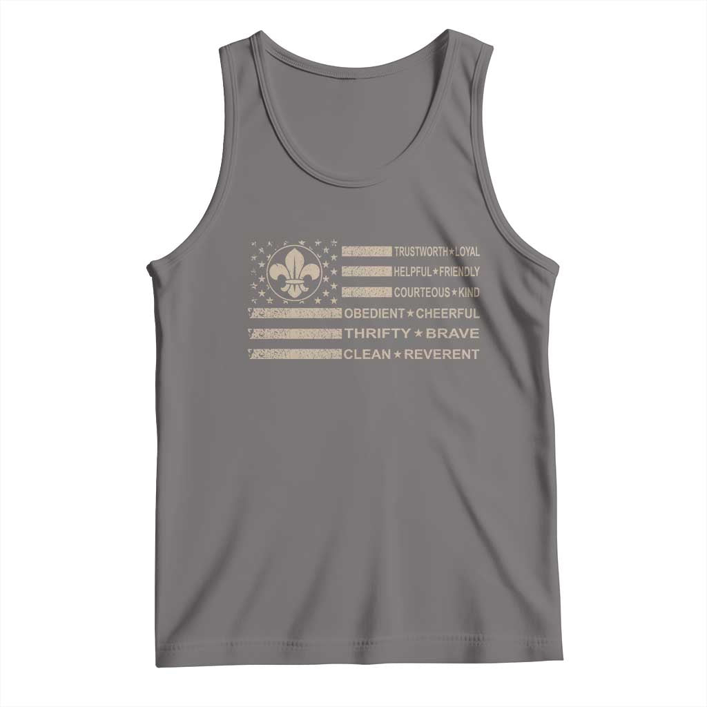 Funny Scout Leader Camping USA American Flag Tank Top