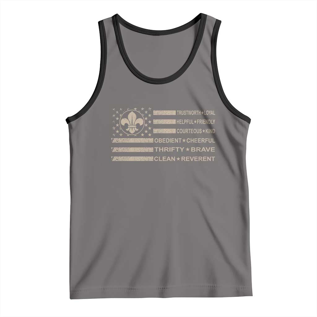 Funny Scout Leader Camping USA American Flag Tank Top