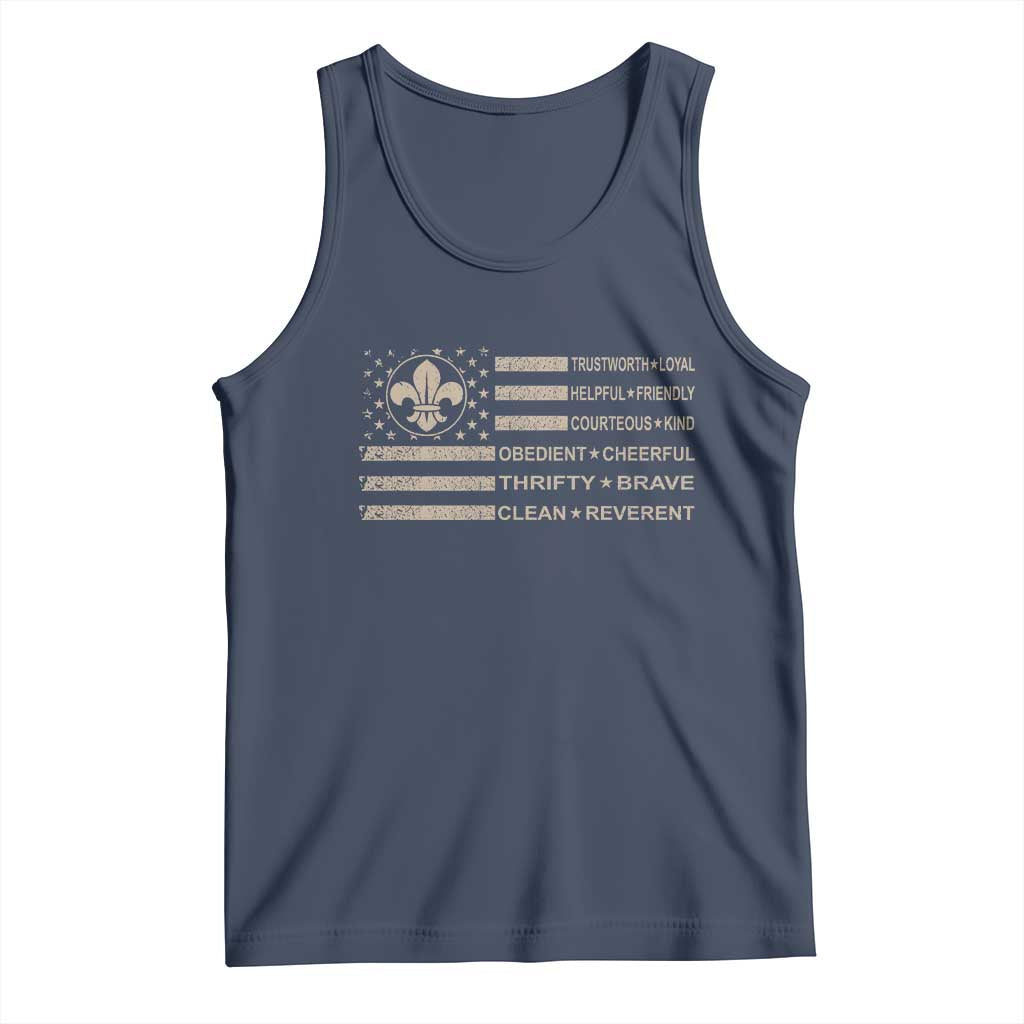 Funny Scout Leader Camping USA American Flag Tank Top