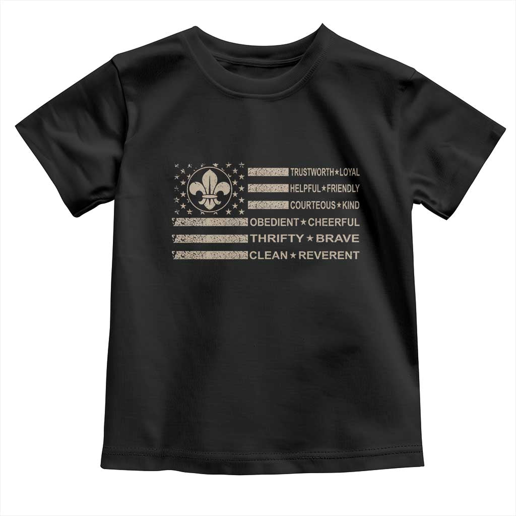 Funny Scout Leader Camping USA American Flag Toddler T Shirt