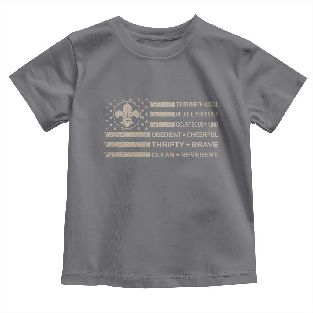 Funny Scout Leader Camping USA American Flag Toddler T Shirt
