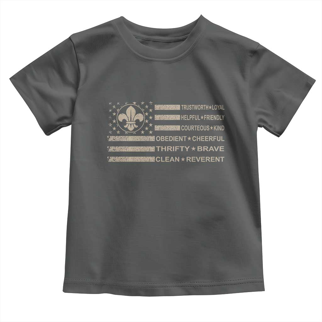 Funny Scout Leader Camping USA American Flag Toddler T Shirt