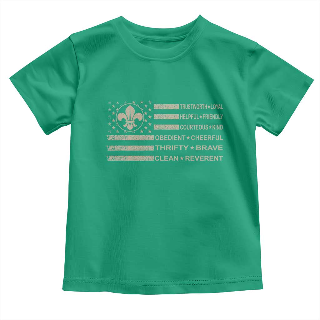 Funny Scout Leader Camping USA American Flag Toddler T Shirt