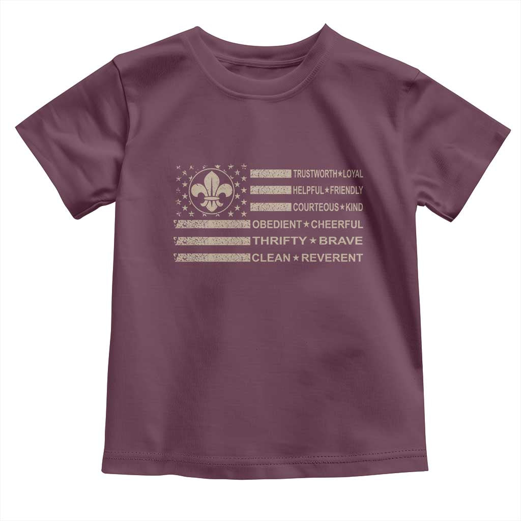 Funny Scout Leader Camping USA American Flag Toddler T Shirt