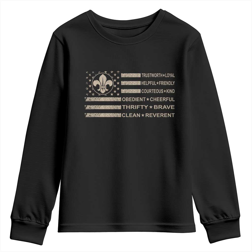 Funny Scout Leader Camping USA American Flag Youth Sweatshirt