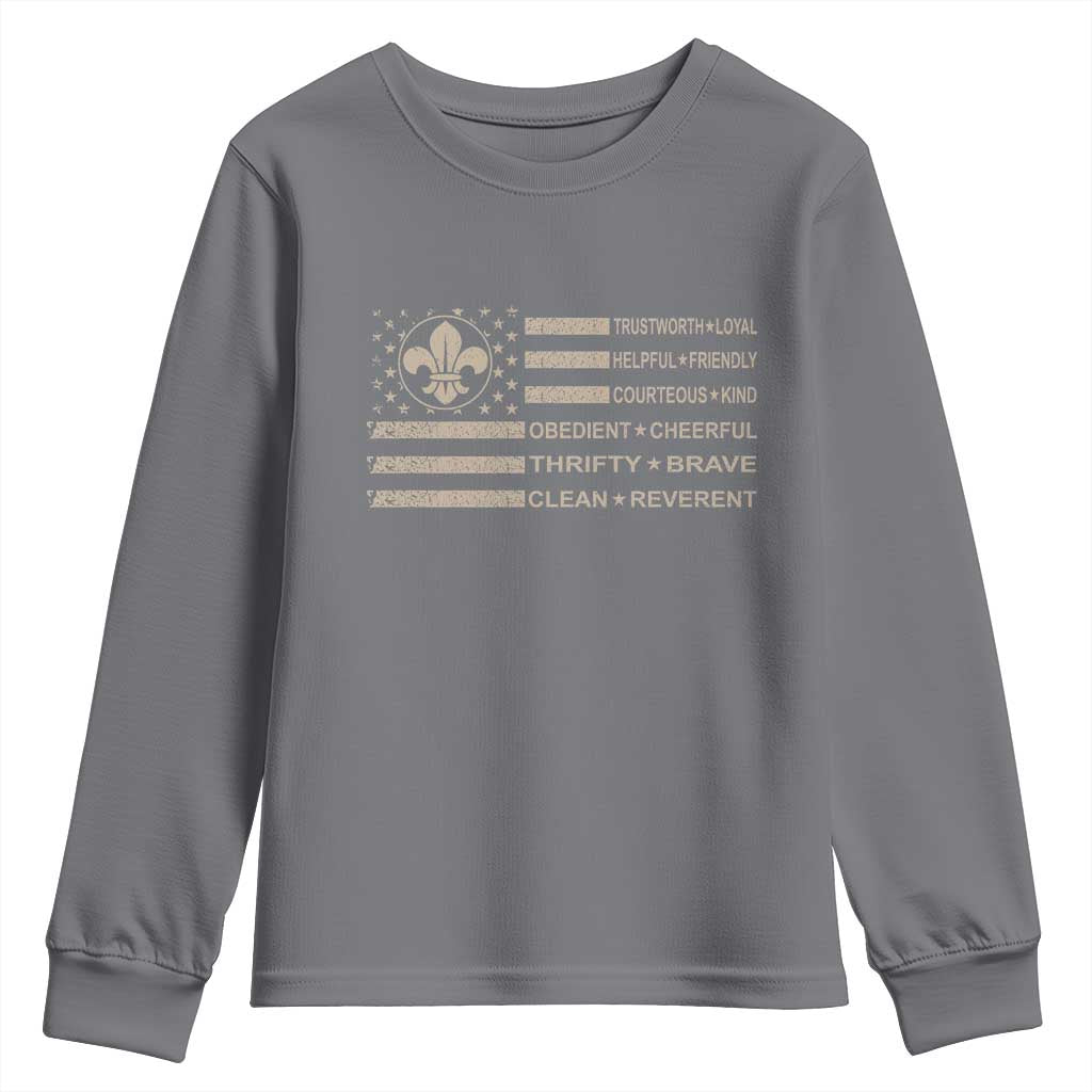 Funny Scout Leader Camping USA American Flag Youth Sweatshirt