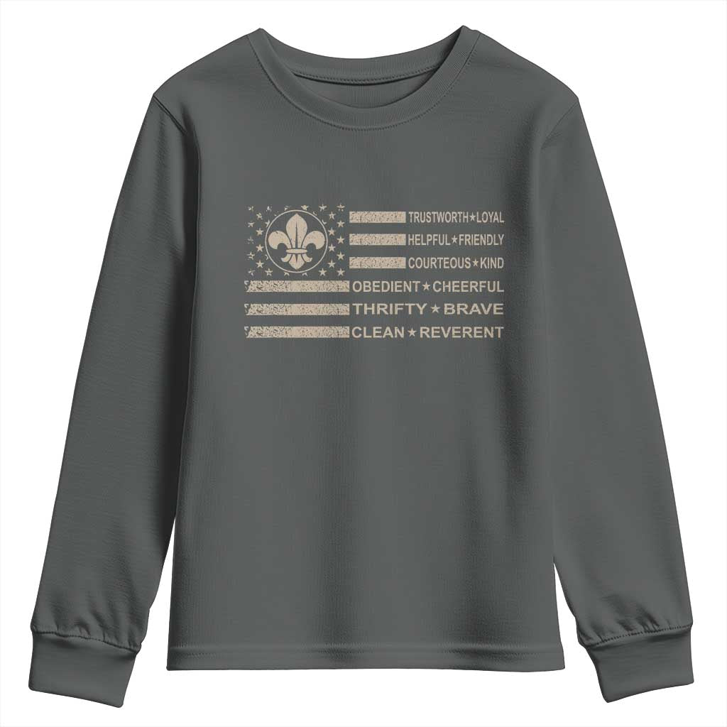 Funny Scout Leader Camping USA American Flag Youth Sweatshirt