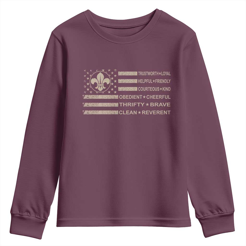 Funny Scout Leader Camping USA American Flag Youth Sweatshirt