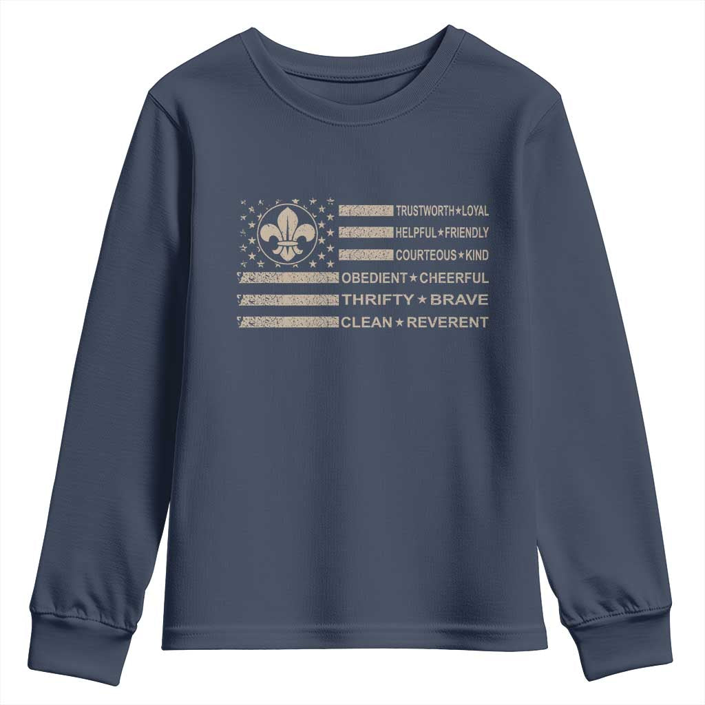 Funny Scout Leader Camping USA American Flag Youth Sweatshirt