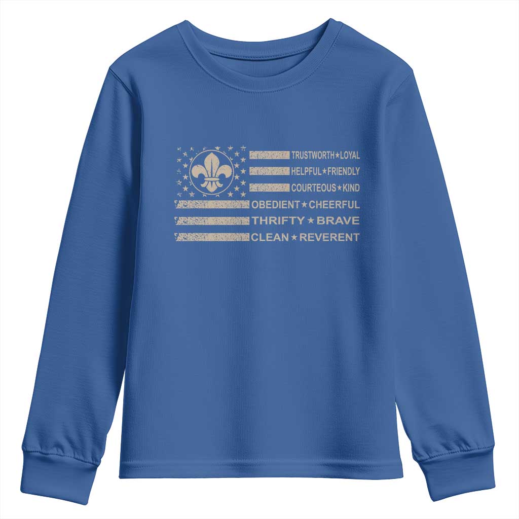 Funny Scout Leader Camping USA American Flag Youth Sweatshirt