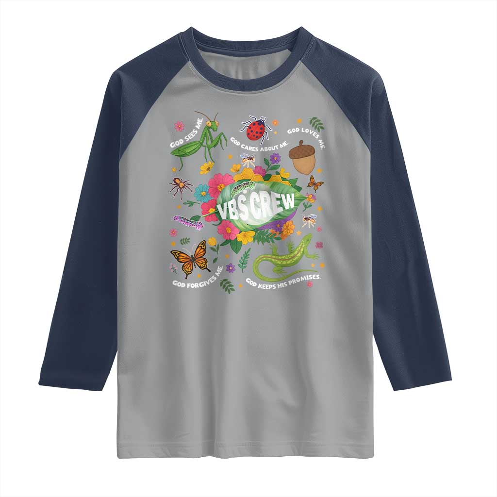 Funny VBS Crew Vacation Bible VBS Teacher Christian School 2025 Raglan Shirt