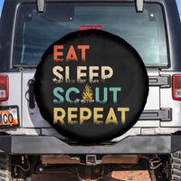 Funny Eat Sleep Scout Repeat Spare Tire Cover Scouting Outdoor Camping Nature Campfire