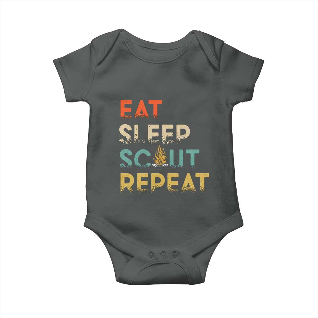 Funny Eat Sleep Scout Repeat Baby Onesie Scouting Outdoor Camping Nature Campfire