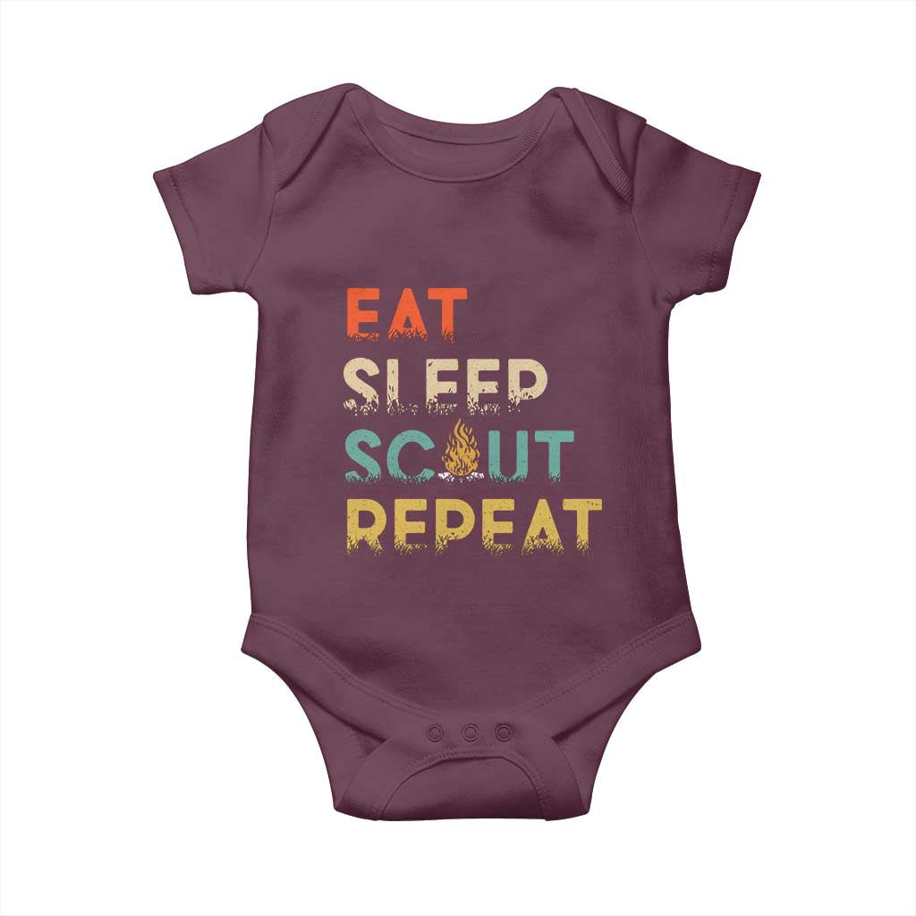 Funny Eat Sleep Scout Repeat Baby Onesie Scouting Outdoor Camping Nature Campfire