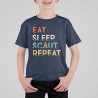 Funny Eat Sleep Scout Repeat T Shirt For Kid Scouting Outdoor Camping Nature Campfire