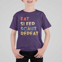Funny Eat Sleep Scout Repeat T Shirt For Kid Scouting Outdoor Camping Nature Campfire