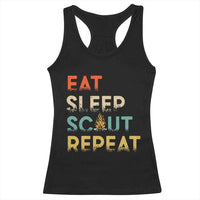 Funny Eat Sleep Scout Repeat Racerback Tank Top Scouting Outdoor Camping Nature Campfire