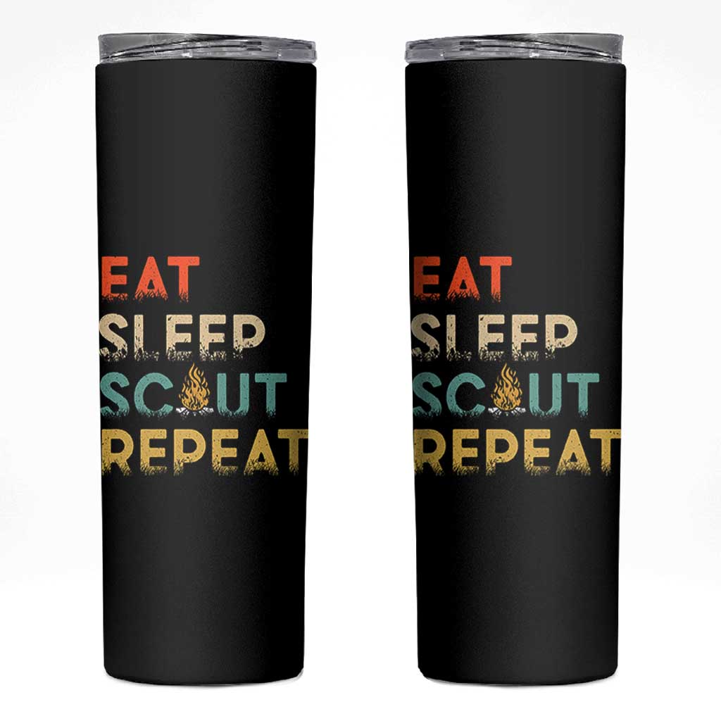 Funny Eat Sleep Scout Repeat Skinny Tumbler Scouting Outdoor Camping Nature Campfire