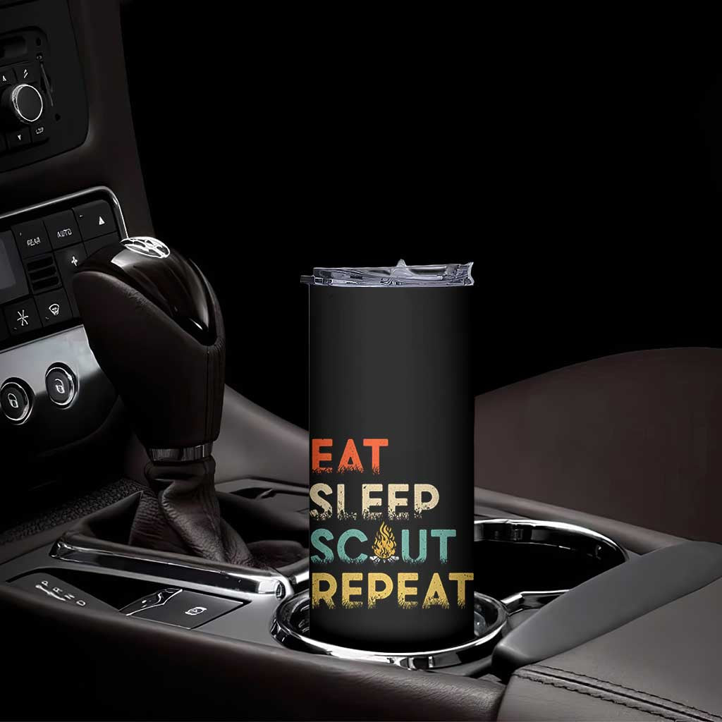 Funny Eat Sleep Scout Repeat Skinny Tumbler Scouting Outdoor Camping Nature Campfire