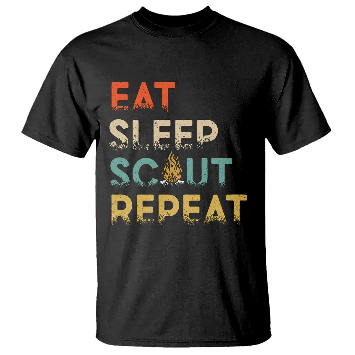 Funny Eat Sleep Scout Repeat T Shirt Scouting Outdoor Camping Nature Campfire