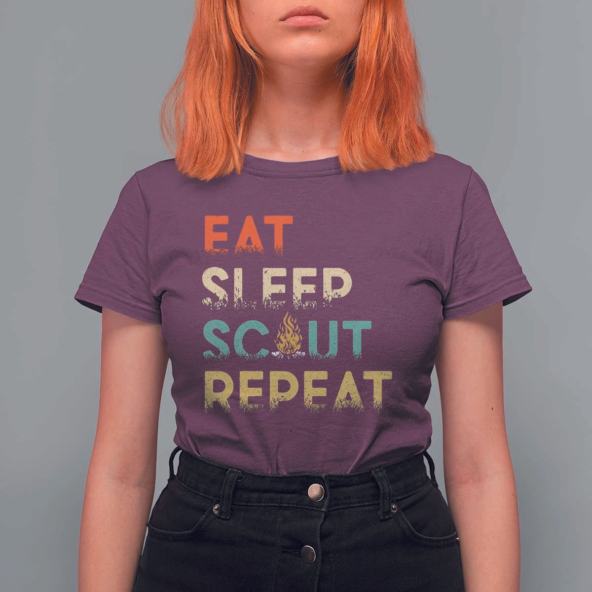 Funny Eat Sleep Scout Repeat T Shirt For Women Scouting Outdoor Camping Nature Campfire