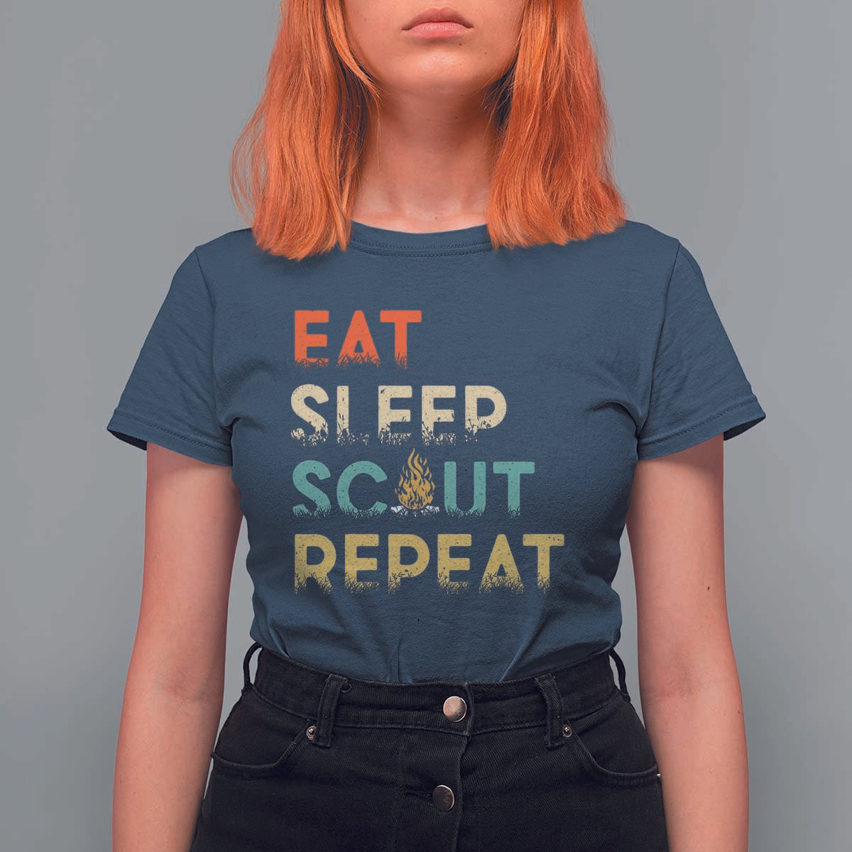 Funny Eat Sleep Scout Repeat T Shirt For Women Scouting Outdoor Camping Nature Campfire