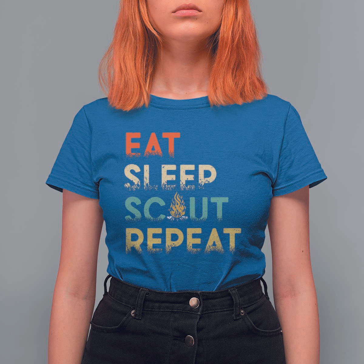Funny Eat Sleep Scout Repeat T Shirt For Women Scouting Outdoor Camping Nature Campfire