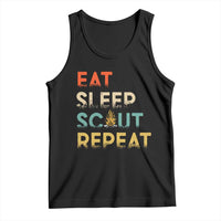 Funny Eat Sleep Scout Repeat Tank Top Scouting Outdoor Camping Nature Campfire