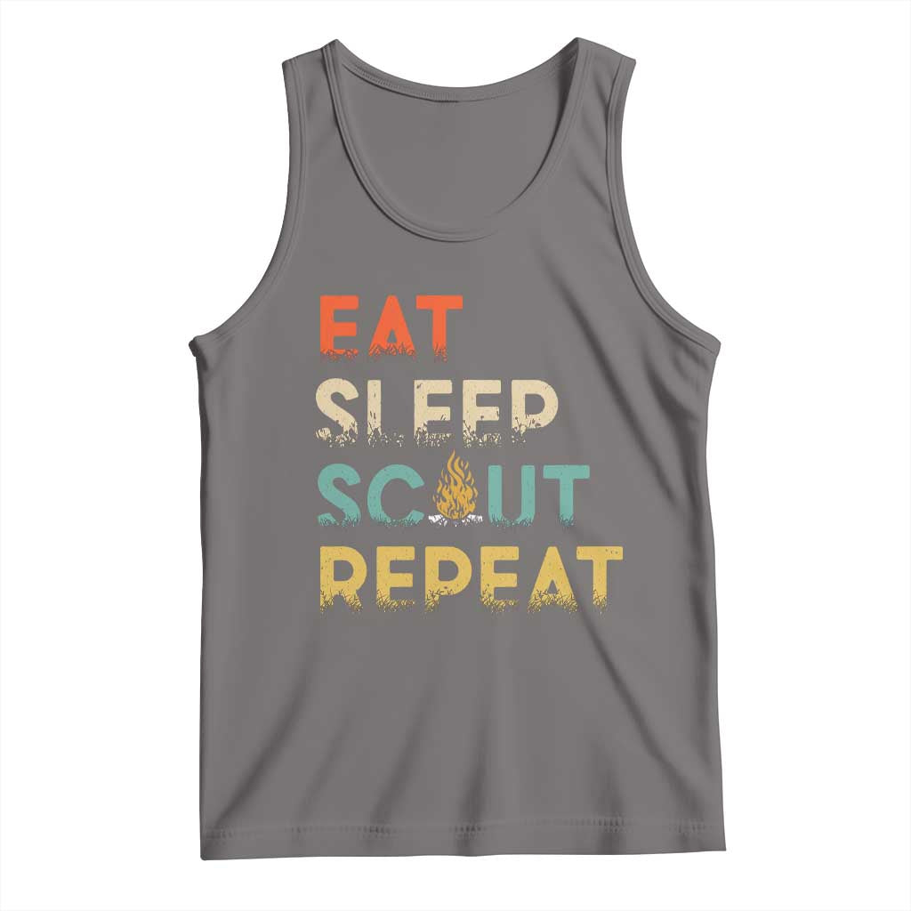 Funny Eat Sleep Scout Repeat Tank Top Scouting Outdoor Camping Nature Campfire