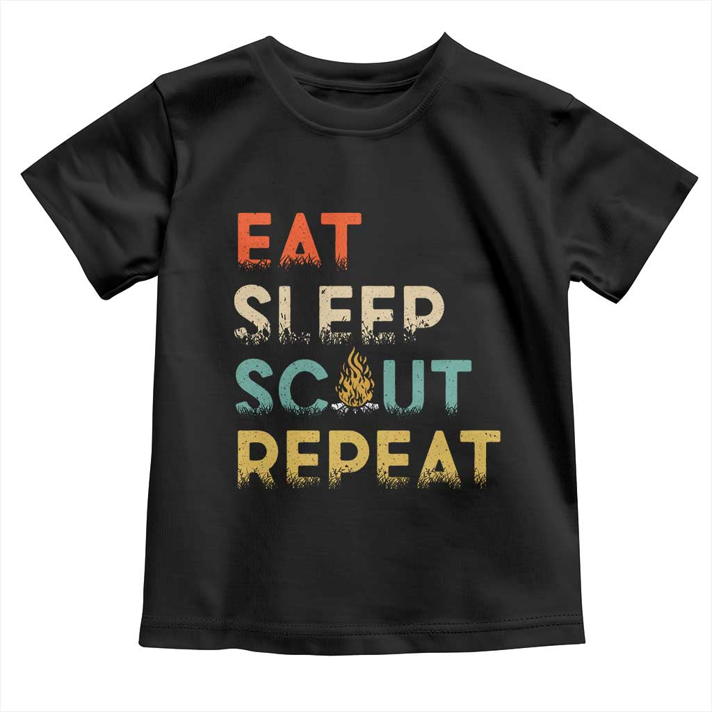 Funny Eat Sleep Scout Repeat Toddler T Shirt Scouting Outdoor Camping Nature Campfire