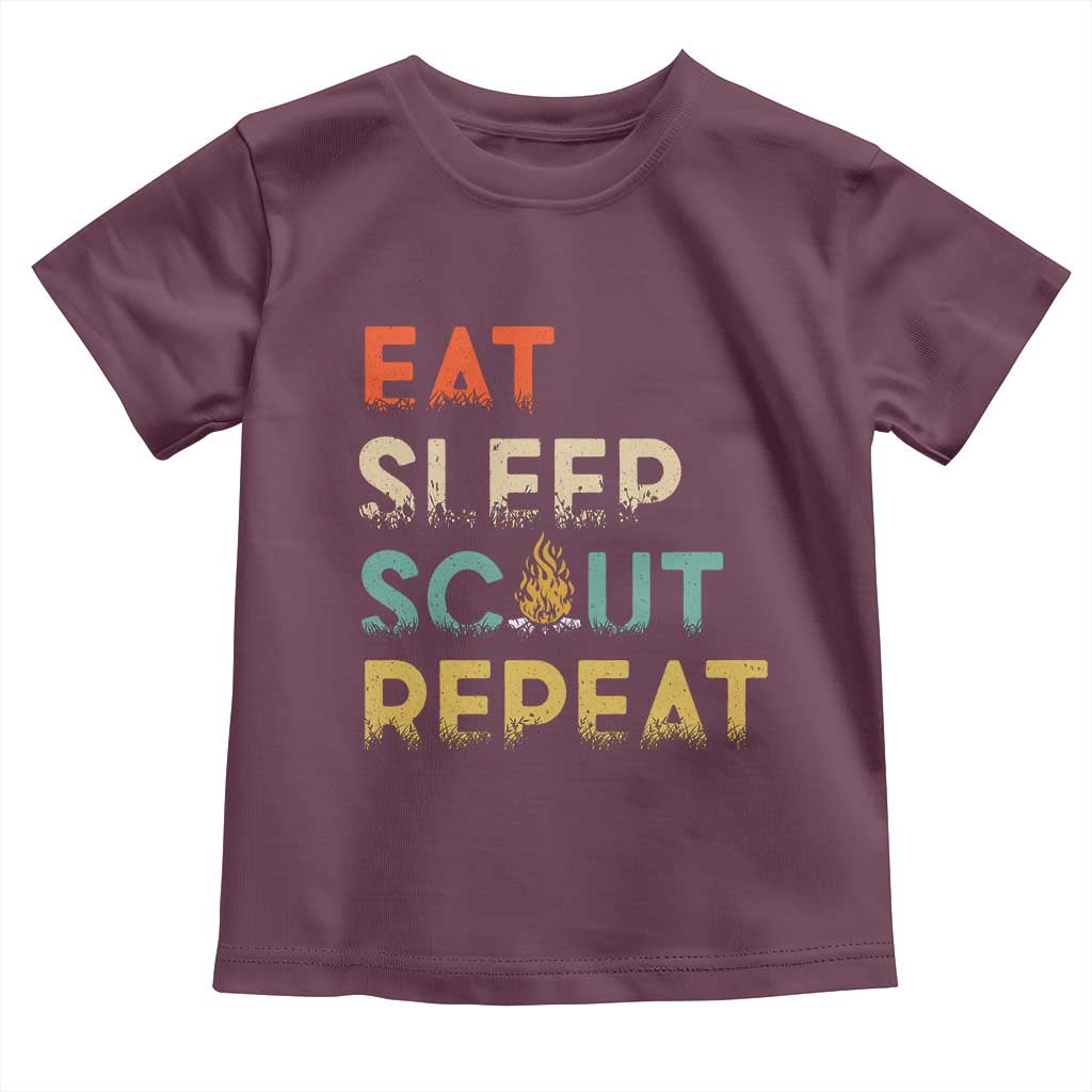 Funny Eat Sleep Scout Repeat Toddler T Shirt Scouting Outdoor Camping Nature Campfire