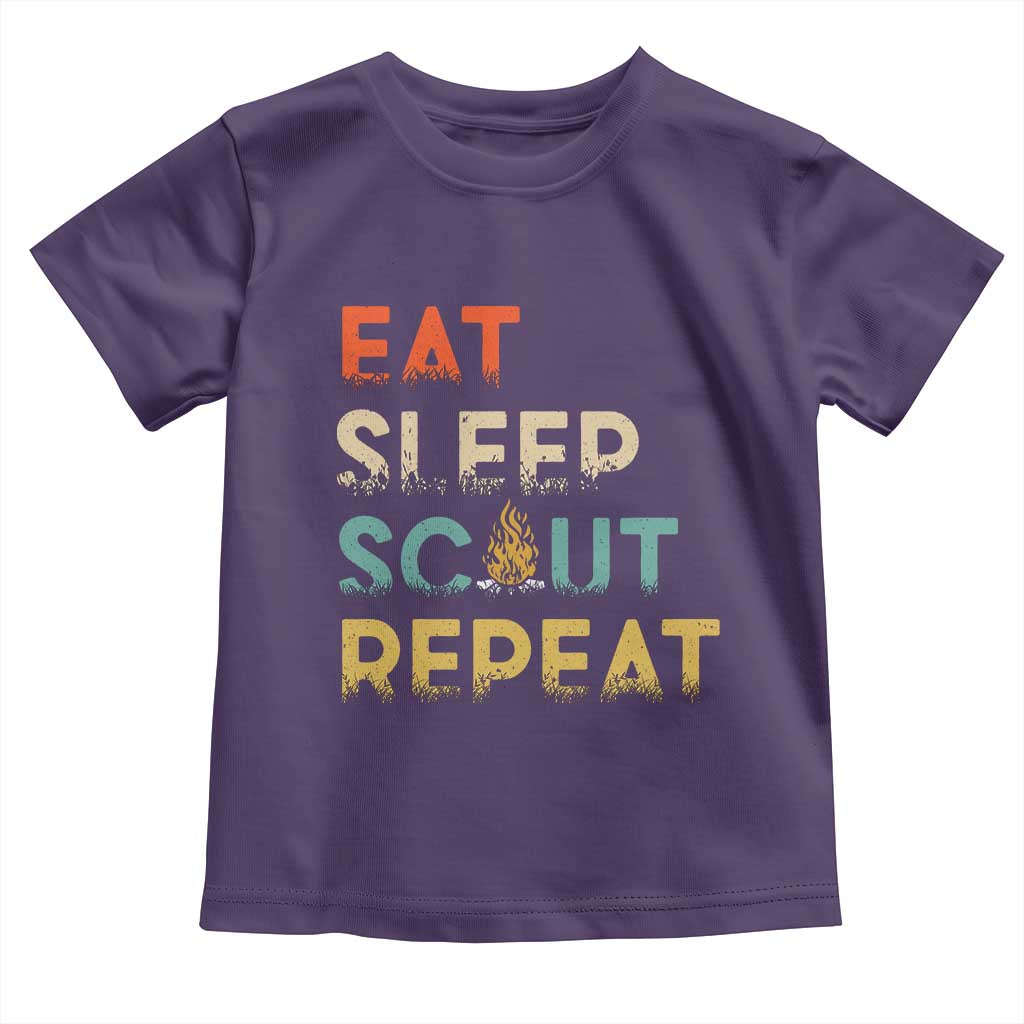 Funny Eat Sleep Scout Repeat Toddler T Shirt Scouting Outdoor Camping Nature Campfire