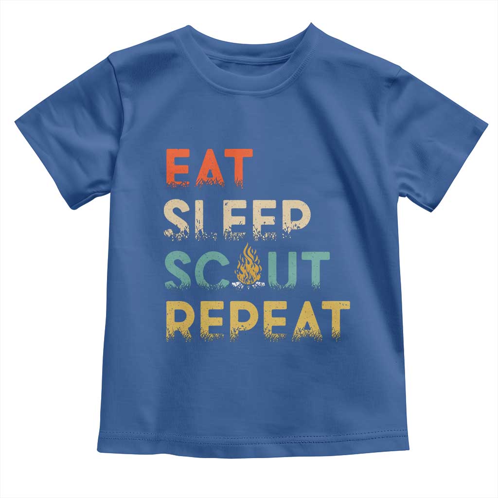 Funny Eat Sleep Scout Repeat Toddler T Shirt Scouting Outdoor Camping Nature Campfire