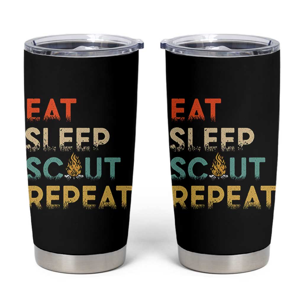 Funny Eat Sleep Scout Repeat Tumbler Cup Scouting Outdoor Camping Nature Campfire