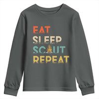 Funny Eat Sleep Scout Repeat Youth Sweatshirt Scouting Outdoor Camping Nature Campfire
