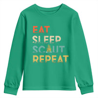 Funny Eat Sleep Scout Repeat Youth Sweatshirt Scouting Outdoor Camping Nature Campfire