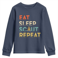 Funny Eat Sleep Scout Repeat Youth Sweatshirt Scouting Outdoor Camping Nature Campfire